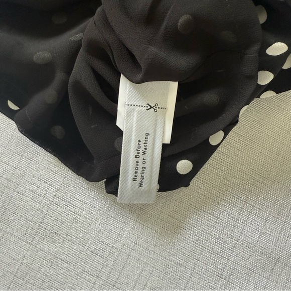 NWT J. Crew Silk Black White Polka Dot One-Shoulder Bow Top Size 00 - Picture 8 of 10